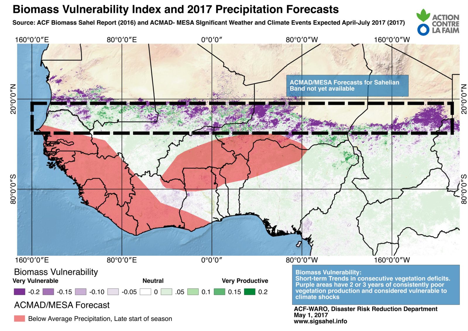 West Africa Rain Forecasts and Biomass Vulnerability: April-July