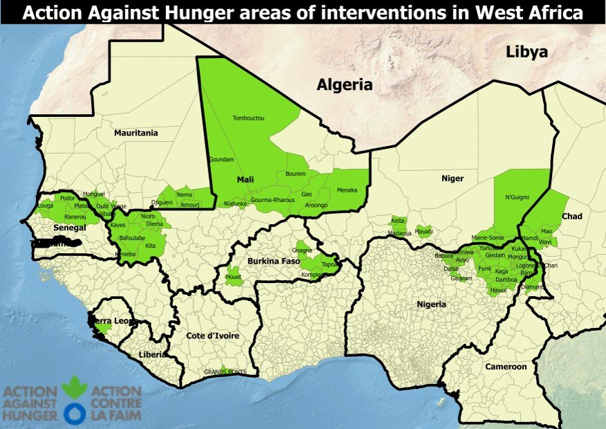 Zone d'intervention Action Contre La Faim Afrique de l'Ouest
